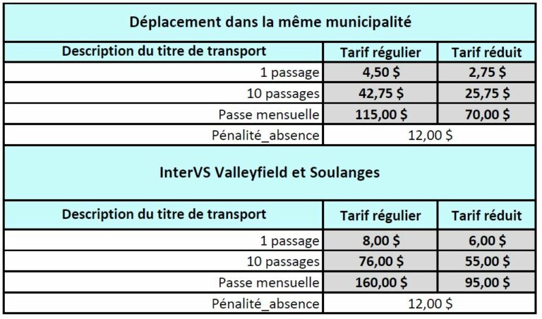 Grille Tarifaire En Transport Taxibus 2023 - Société De Transport De ...